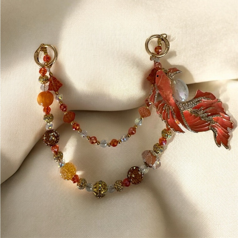 Luxury Gold and Orange Koi Fish Bag Chain